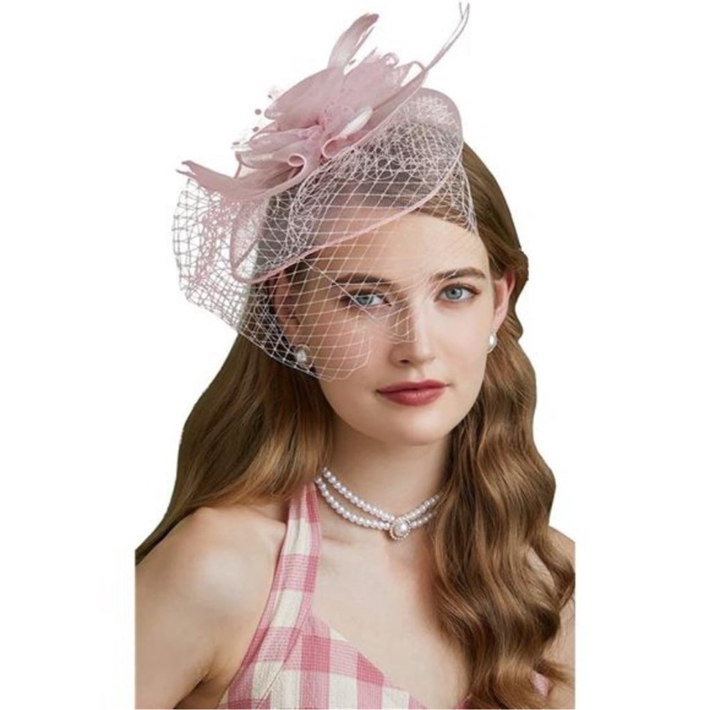 Fascinators Hats 20s 50s D-Blush Pink